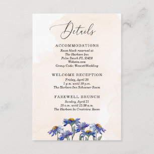 Pastel Coral & Purple Daisies Wedding Details Enclosure Card