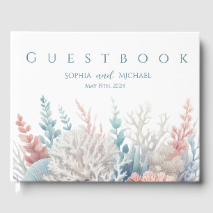 Pastel Coral Reef-Beach Wedding Guest Book