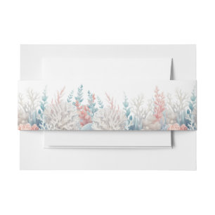 Pastel Coral Reef Beach Wedding- Invitation Belly Band