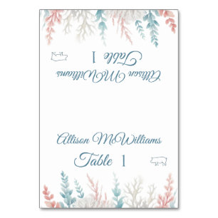 Pastel Coral Reef-Beach Wedding-Pork Icon- Table Number