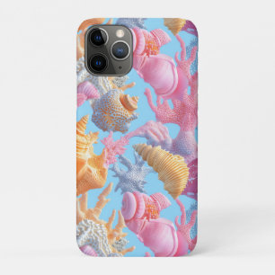 Pastel Coral Reef Seashell Lavender Turquoise iPhone 11 Pro Case