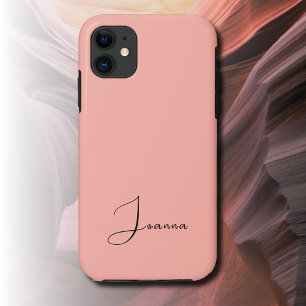 Pastel Coral Reef Solid Colour Minimalist Name iPhone 11 Case