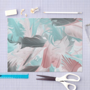 Pastel Coral Teal Feather Tissue Paper
