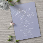 Pastel Cornflower Blue | Simple Modern Script Save The Date<br><div class="desc">Simple and elegant save the dates featuring "Save the Date" text in a vintage-inspired script. White font on an airy blue background.</div>