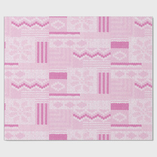 Pastel Cosy Pink Fair Isle Winter Knit Christmas Wrapping Paper