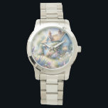 Pastel Cottage Garden Blue House Floral Scene Watch<br><div class="desc">A dreamy pastel cottage nestled among lush blooming florals creates a soft, enchanting countryside escape. Gentle hues of blush pink, lavender, sky blue, and fresh greenery blend into a whimsical cottagecore scene filled with light, warmth, and storybook charm. The painterly style evokes a peaceful garden sanctuary, rich with romantic, vintage-inspired...</div>