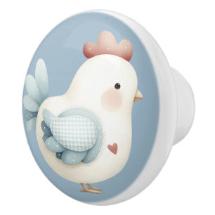 Pastel Cottagecore Chicken Ceramic Knob