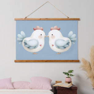 Pastel Cottagecore Chicken Hanging Tapestry
