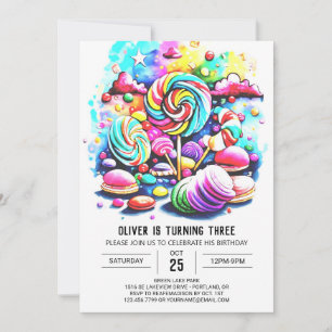 Pastel Cotton Candy Birthday Invitation