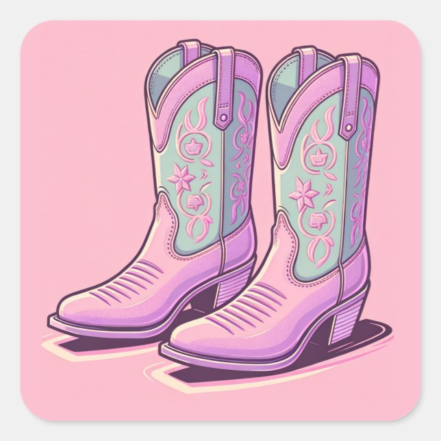 Pastel Cowgirl Boots Stickers (Front)