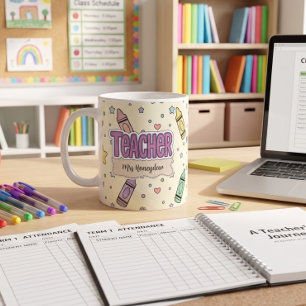 Pastel Crayon Teacher School Pattern  Coffee Mug