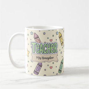 Pastel Crayon Teacher School Pattern Coffee Mug