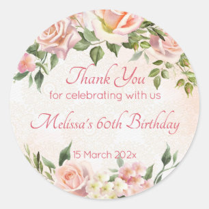 Pastel cream blush pink roses personalised  classic round sticker