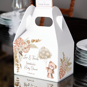 Pastel cream brown boho dried flowers baby shower  favour box