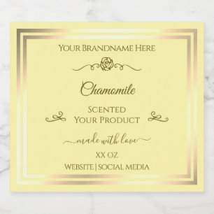 Pastel Cream Product Label Gold Frame Vintage Rose