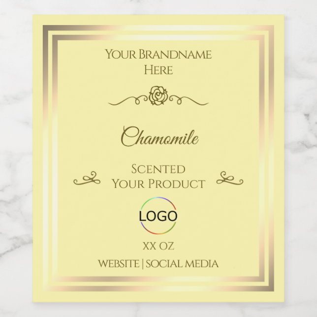 Pastel Cream Product Label Gold Frame with Logo (Single Label)