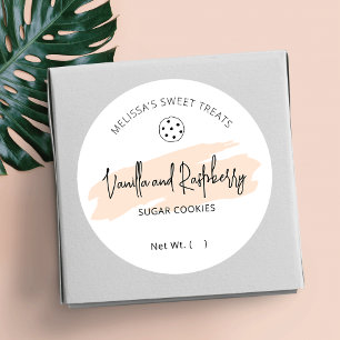 Pastel Cream Watercolor Cookies Bakery Flavour Classic Round Sticker