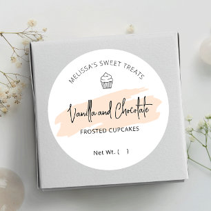 Pastel Cream Watercolor Dessert Bakery Packaging Classic Round Sticker