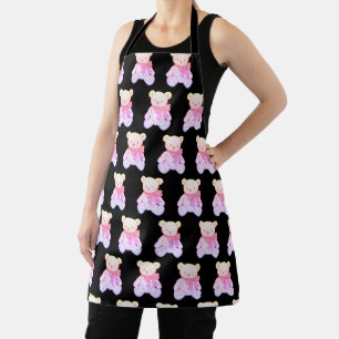 Pastel Creepy Cute Teddy Bear Seamless Pattern on Apron