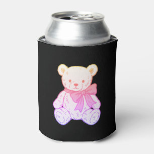 Pastel Creepy Cute Teddy Bear Seamless Pattern on  Can Cooler