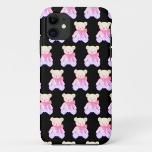 Pastel Creepy Cute Teddy Bear Seamless Pattern on iPhone 11 Case