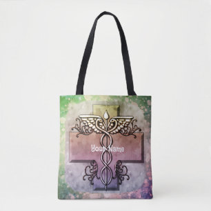 Pastel Cross Caduceus Tote Bag