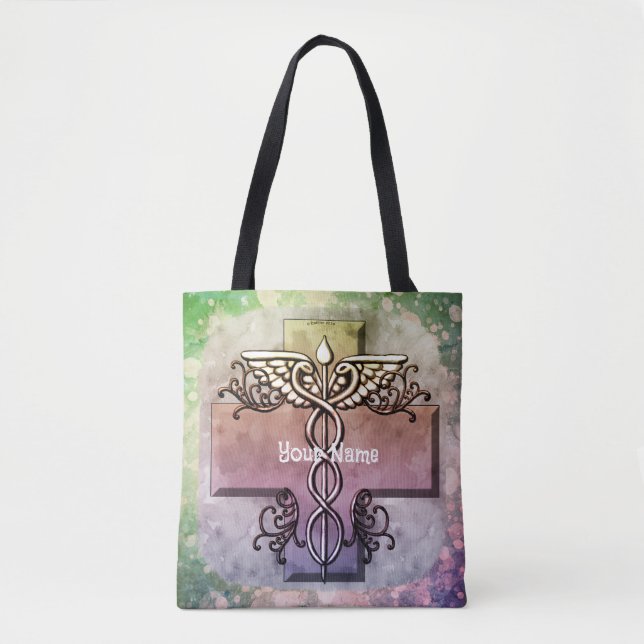 Pastel Cross Caduceus  Tote Bag (Front)