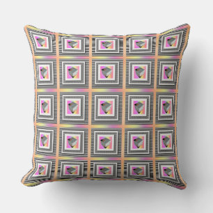 Pastel Cube With Stripes Repeat  Cushion