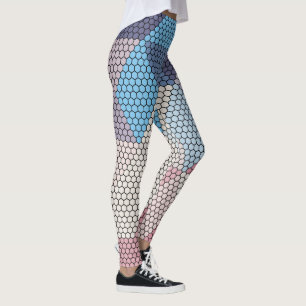 pastel cubes and hexagons pattern background leggings