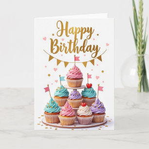Pastel Cupcake Birthday Card