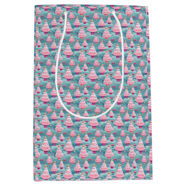 Pastel Cupcake Christmas Trees Medium Gift Bag (Front)
