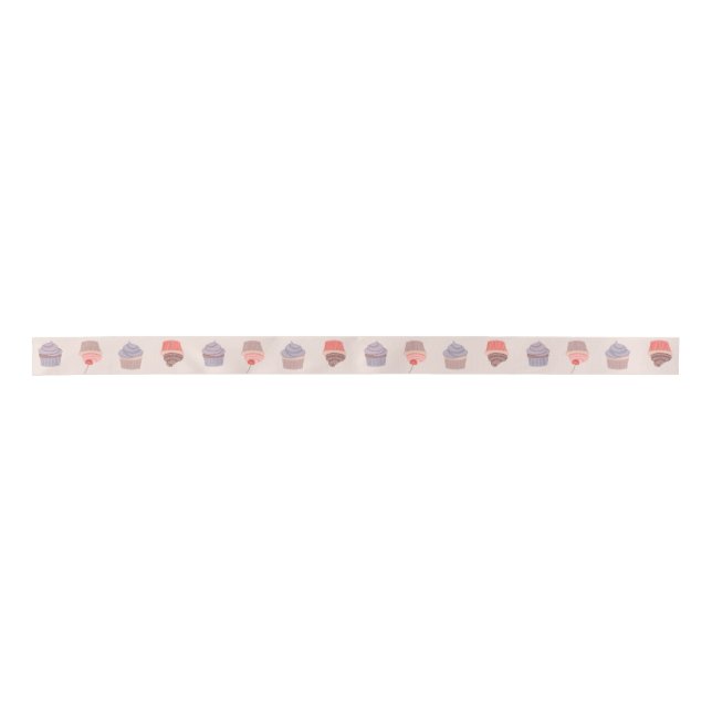 Pastel Cupcake Confetti Pattern Ribbon Satin Ribbon (Front)