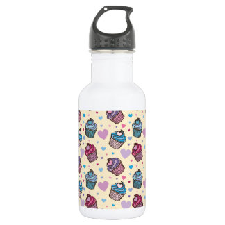 Pastel Cupcake Heart Pattern 532 Ml Water Bottle