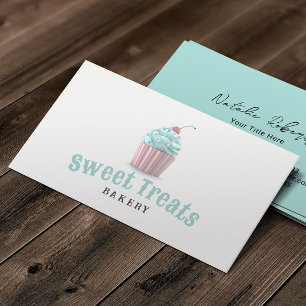 Pastel Cupcake Sweet Treats Bakery Mint Green Business Card