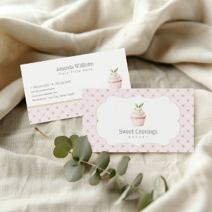 Pastel Cupcake Sweet Treats Bakery Watercolor Business Card