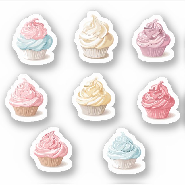 Pastel Cupcakes with Whipped Frosting (Front)