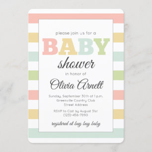 Pastel custom baby shower invitations, neutral invitation