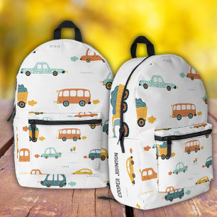 Pastel custom car name boys backpack