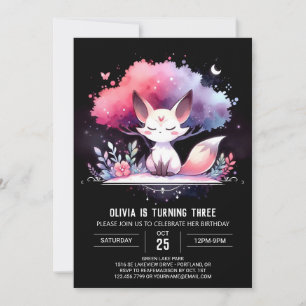 Pastel Custom Fox Birthday digital Invitation