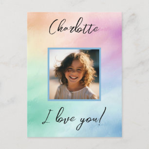 Pastel Custom Photo "I Love You" Personalised Name Postcard