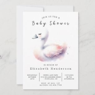 Pastel Custom Swan Baby Shower Invitation