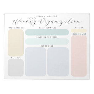 Pastel Custom Weekly To Do Organization Notepad