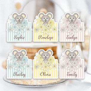 Pastel Cute Baby Koala Kids Name Party Favour
