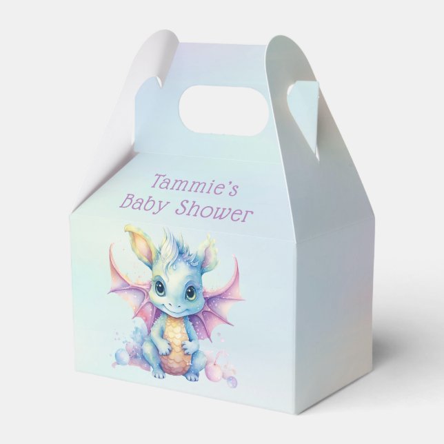 Pastel Cute Dragon Girl Baby Shower Favour Box (Front Side)