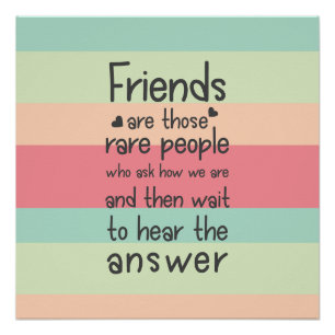 Pastel Cute Friends rare  Friendship Quote Stripes Poster