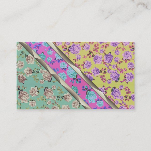 Pastel Cute Hipster Trendy Colourful Floral Business Card (Front)