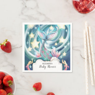 Pastel Cute Mermaid Baby Shower Napkin