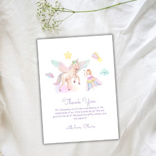 Pastel Cute Princess Unicorn Baby Shower Thank You Card