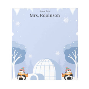 Pastel Cute Reindeer Christmas Teacher Notepad