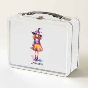 Pastel Cute Witch Girl - Halloween Aesthetic (2) Metal Lunch Box